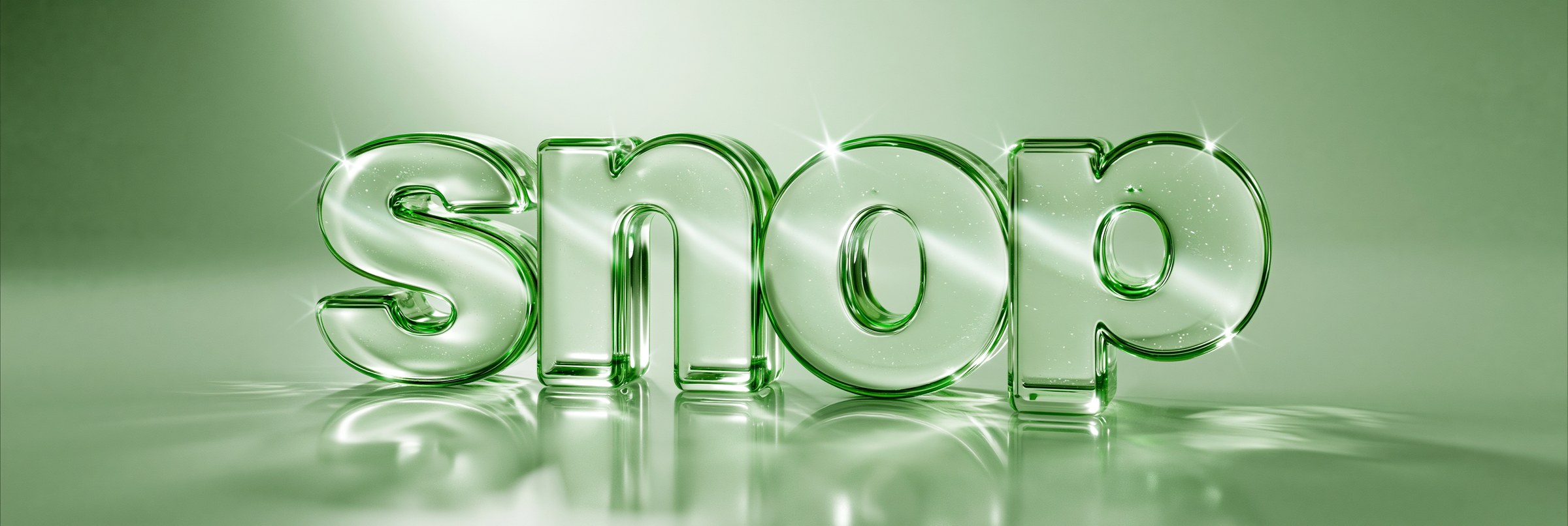 snop, set in glowing green glass